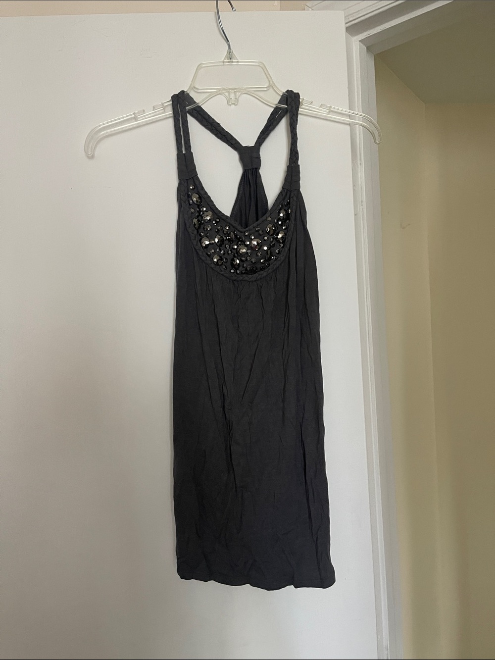 6 degrees Black Beaded Halter Tank Top